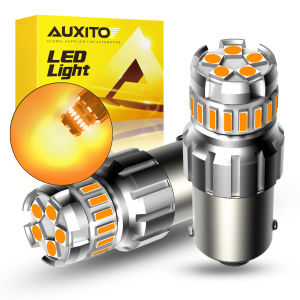 AUXITO 2Pcs 1156 LED Bulb Amber Yellow Canbus Error Free BA15S P21W LED Lights DRL Parking Tail Light Signal Lamp 360° Lighting
