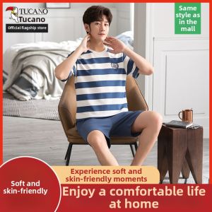 TUCANO | Mens Cotton Plus Size Pajama Set Short Sleeve and Shorts