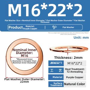 TIANZHUOJINSHU | Copper Circular Flat Gaskets M3-M60mm