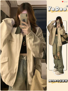 Áo Khoác Bóng Chày Cổ Bẻ Phong Cách Mỹ Cổ Điển Dành Cho Nữ Áo Khoác Ngoài Đa Năng Thêu Màu Tương Phản Dáng Rộng Thời Trang Thu Đông