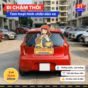Tem Dán Xe Chibi Cô Gái Đi Xe Điện Giỏ Hoa Dễ Thương Sticker Hoạt Hình Gái Xinh Dán Xe Máy Ô Tô Chống Nước