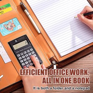 Genuine Leather Business Folder Multifunction Business Portfolio Folder Clipboard Long Size Document and File Organizer