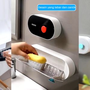 ECOCO Clamshell Soap Dish - Tempat Rak sabun batang mandi cuci tangan wastafel kamar mandi toilet sabun padat Sekali tekan Tinggal tempel Dengan Gantungan Sponge estetik minimalis homeware