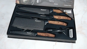 SG Stock|Stainless Steel Kitchen Knife Set Chef knife Slicing Knife Black gift box 6 pcs Set