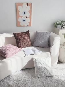 Plush Pillow Case Bar Grid Double-sided Short Velvet Living Room Sofa Pillow Cover Home Decoration