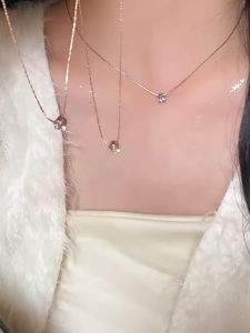 Anqi Kalung Titanium Anti Karat Berlian Tunggal Yang Sederhana Dan Modis Untuk Wanita Cocok untuk Dipakai Sehari-hari Sebagai Hadiah