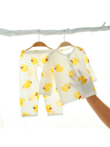 Bộ Đồ Ngủ Cotton Nguyên Chất Cho Trẻ Em Mùa Hè Mỏng Tay Dài Mặc Ở Nhà Cho Bé Trai Và Bé Gái Quần Áo Trẻ Sơ Sinh Mặc Máy Lạnh