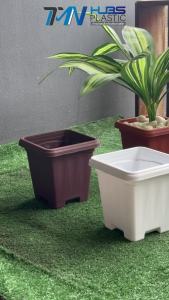กระถางพลาสติก กระถางต้นไม้ TMN_Hubs กระถางต้นไม้ทรงสี่เหลี่ยม ขนาด 5.5horst กระถางปลูกกระบองเพชรแคตตัส พร้อมถาดรองในและจุกอุดกันน้ํารั่ว