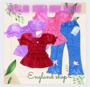 setelan baju korean anak perempuan celana jeans sabrina import 1 2 3 4 5 6 7 8 9 10 tahun