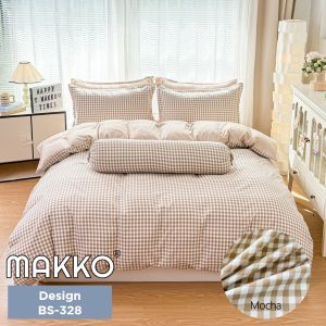 MAKKO Comfy Collection Cotton Blend Fitted Bedsheet with Pillow and Bolster Case | Quilt Cover Sold Separately
