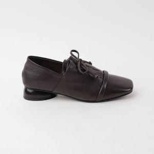 French Style Soft Leather Slip-On Ladies Shoes Comfortable Low Heel Square Head Spring Season Butterfly Knot Deep Mouth Single Shoes