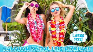 40pcs Hawaiian Lei Set Luau Party Flower Garland Headband Wristband Colorful Mix