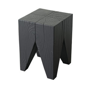 Rustic Charcoal Burnt Solid Wood Stool Low Bench Living Room Home Use Side Table Vintage Furniture Wabi Sabi Style