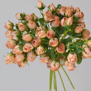 Hoa Hồng Giả Nhiều Đầu Viền Đỏ Trang Trí Phòng Khách Bàn Ăn Đồ Trang Trí Hoa Khô Giả Một Nhánh Trang Trí Nhà Cửa