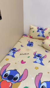 Sprei Karakter Kartun STITCH GUMMIE Terbaru Berkualitas Nyaman Set Sarung Banttal Sarung Guling Tali