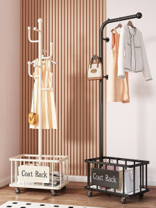 Luxury Floor Mounted Multi-Functional Clothes Drying Rack Bedroom Living Room Storage Organizer Real Wood Coat Hook Rack