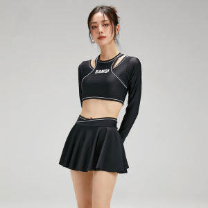 Luoke sports split swimsuit women high-end conservative long-sleeved sunscreen skirt two-piece swimwear