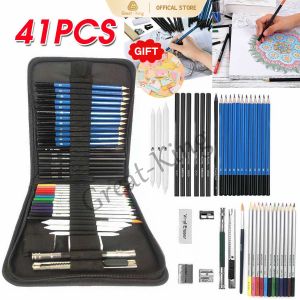 COD Great-King 41pcs/45pcs Pencil Set Stationery Set Professional Sketching Drawing Charcoal Pencils Kit Set and Colored Wood Pencil for Art Supplies School Supplies Students Pens
