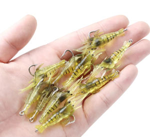 5/10/20 Glowing Shrimp Lure Soft Shrimp-shaped Freshwater and Saltwater Fishing Bait Glow Shrimp Bait Set with Sharp Hook