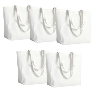 5 Pcs Large Capacity Sublimation Canvas Tote Bags – Foldable and Durable Ideal for Parties Shopping and Daily Use