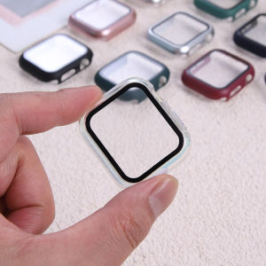 1pc 2 In 1 Ultra-Thin Tempered Glass Screen Protector Watch Case For Apple Watch 38/40/41/42/44/45/49MmUltra/SE/9/8/7/6/5/4/3/2