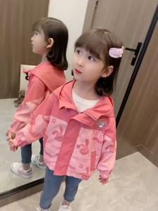 เสื้อฮู้ดเด็ก เสื้อคลุมเด็ก ชุดเทียบกระต่ายสีชมพูอินเทรนด์ เสื้อแจ็ค 23728