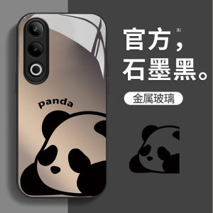 Cute Panda Design Phone Case for Oppo K12X K10Pro K9S K9Pro K7 K11 Full Cover Trendy Protective Shell Glass Metal Womens Style