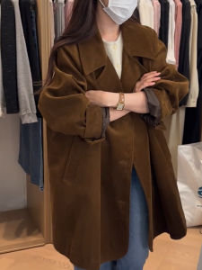 YUFUQING | French Vintage Spring 2025 Womens Loose Casual Velvet Jacket Long Top Open Cardigan Style Polyester Fiber Rectangular Fit