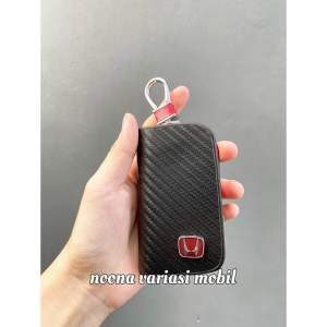 Dompet STNK Gantungan Kunci Mobil Logo Honda Motif Carbon