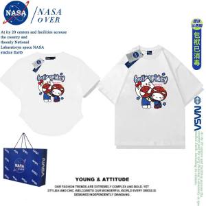 NASA Joint Name ~ a Long and Short Couple Wear Hello Kitty Print Short Sleeve T-shirt Men and Women Loose Tops