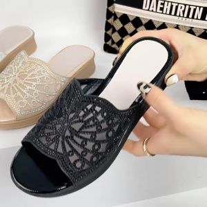 TERLARIS -Sandal Pesta Flat Terbaru - Sandal Wedges Wanita Model Selop Trendy - Sendal Murah New COD Model Calbi