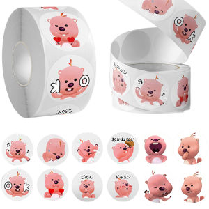 500pcs/Roll Cartoon Little Beaver Loopy Sticker Cute Emoticon Pack Stickers Kawaii Laptop Water Cup Book Mobile Kids Gift Toy