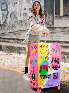 Mayertrip Graffiti Luggage Small Silent Travel Suitcase Durable Password Box Celebrity Endorsed ABS PC Material Hard Shell