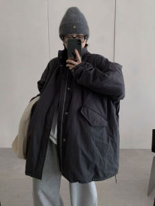 YUFUQING | Korean Fashion Thickened Cotton Jacket Drawstring Loose Slim Fit Stand Collar Hem Corduroy Autumn Winter Warm Casual Coat