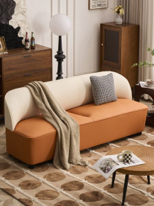 Modern Minimalist Small Size Double Person Sofa for Salon Store Front Hotel Reception Office Leather Sofa Narrow Design
