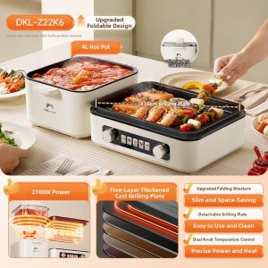 [China Plug Adapter Needed] Bear | Multi-function Grilling and Hot Pot Cooker