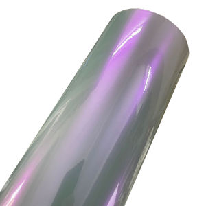Premium Candy Gloss Chameleon Vinyl Wrap Film Roll Color Change Grey to Purple Self Adhesive Decal Automotive Car Wrapping Foil
