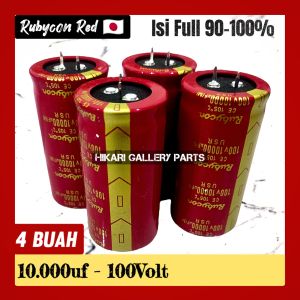 [4 PCS] ELCO ORIGINAL 10000uf 100Volt RUBYCON Red Japan ISI FULL / Kapasitor Elko 10.000uf 100V Asli USR Japan Isi Full / Rubycon 10000 micro 100v ori USR isi full