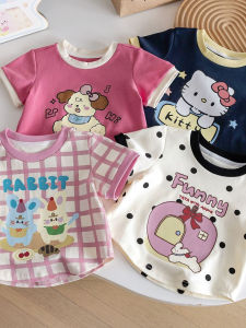 New Cute Cartoon Polka Dot Gingham Color-blocked Children T-Shirt