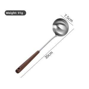 Stainless Steel Walnut Wood Mushrooms Long Handle Spoon