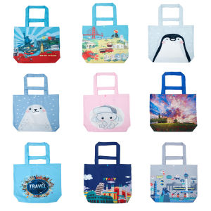 Large Capacity Shopping Bag Eco-Friendly Waterproof Foldable Handbag Portable Vegetable Buying Bag Retro Artistic Style Business