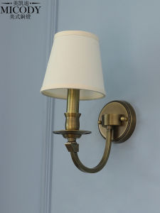 American Style Simple Luxury Bronze Wall Lamp Living Room TV Background Bedroom Headboard Full Copper Corridor Lighting