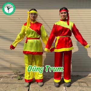 Trang phục trống hội chất vải satanh thoáng mát form rộng thoải mái bộ trống hội rước kiệu