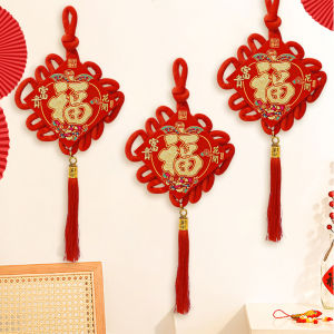 2025 New Year Chinese Knot Tassel Hanging Decoration Red Velvet Pisces Bell Money Bag Shape Spring Festival New Year Wedding Party DIY Home Decoration