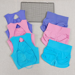 High-Waist Sports Yoga Pants Womens Running Workout Fitness Shorts Quick-Dry Breathable Moisture-Wicking Gymnastic Sets