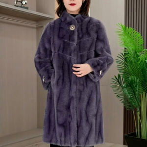 Thickened Water Rabbit Fur Coat Mid-Length Integrated Skin And Fur Elegant Outerwear for Women Sweet Style Winter New Arrival