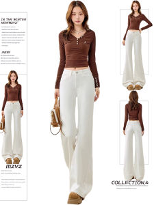 MZVZ | Quần Jeans Xòe Trắng Phong Cách Retro Mỹ