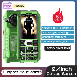 M6000 Brand New 2.4inches Four SIM Cards Mobile Phone Flashlight Loud Voice Big Battery FM Bluetooth Unlocked Feature Phone