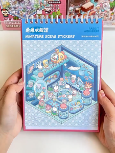 Miniature Scene Collection Book Landscaping Stickers Three-Dimensional Cabin Girl Childrens Toys diy Handbook Stickers