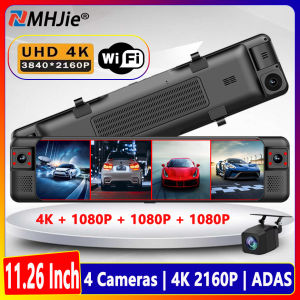 UHD 4K 360° Dash Cam 4-Channel Record 1080P ADAS BSD Car DVR WIFI APP Rear View Mirror Auto Video Recorder Camera 24H Parking